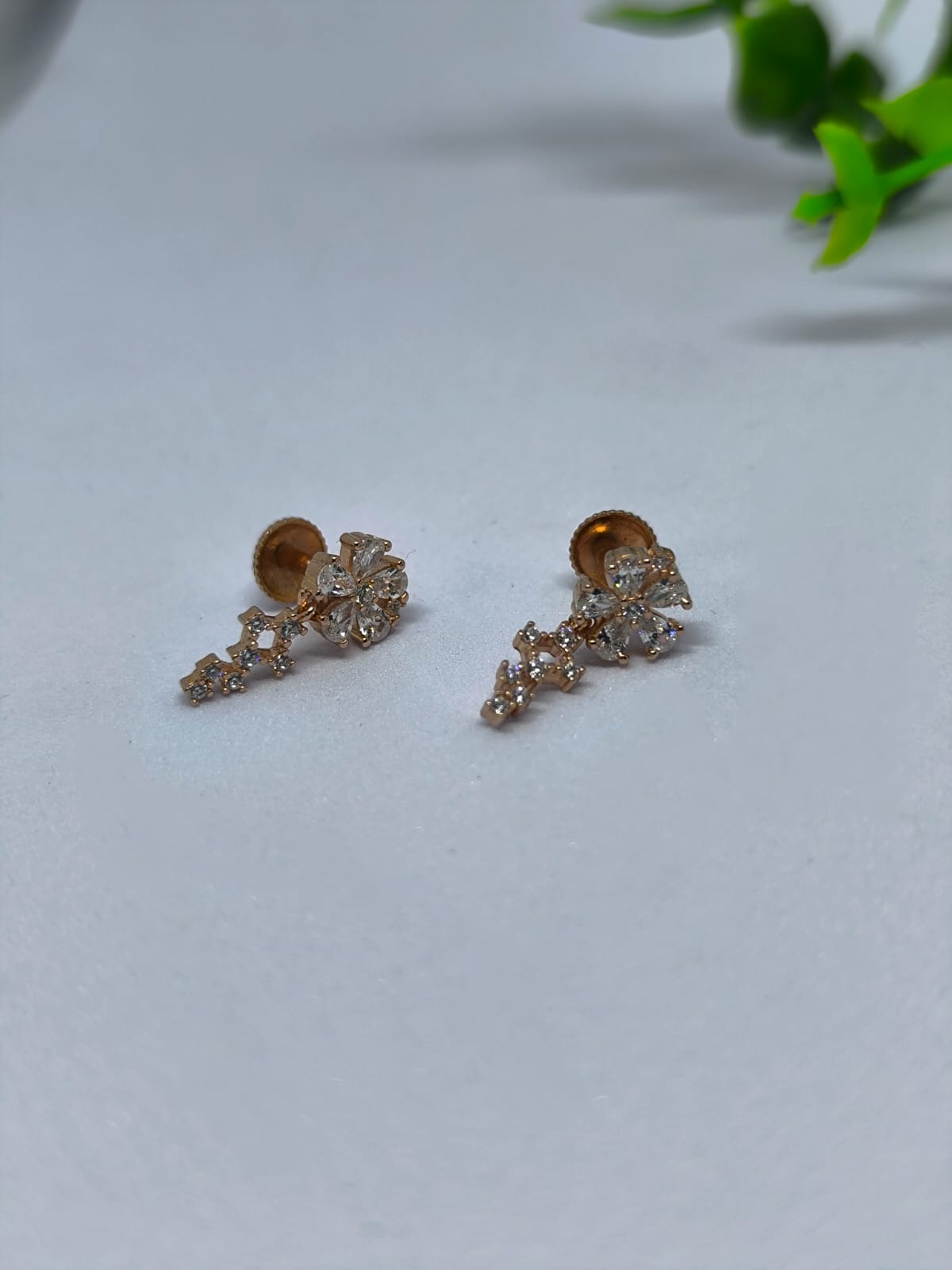 Elegant Floral Drop Earrings with South Screw Back - Image 4