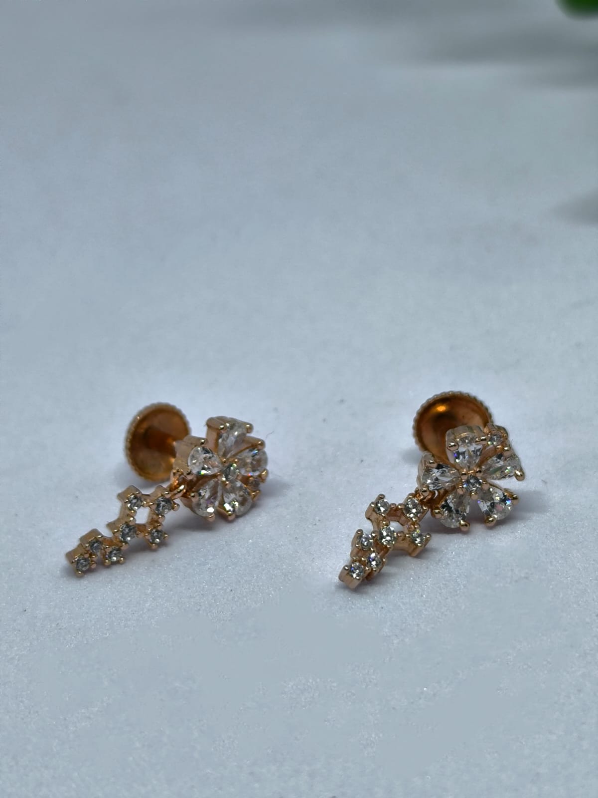 Elegant Floral Drop Earrings with South Screw Back - Image 5