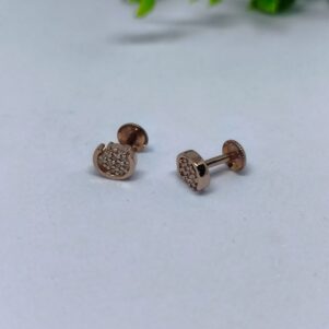 Sparkling Floral Stud Earrings Rose Gold plated Sterling Silver