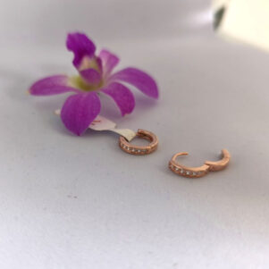 Rose gold–plated 925 silver hoop earrings with sparkling CZ stones