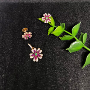 Rose Gold Plated 925 Sterling Silver Floral Pendant Set