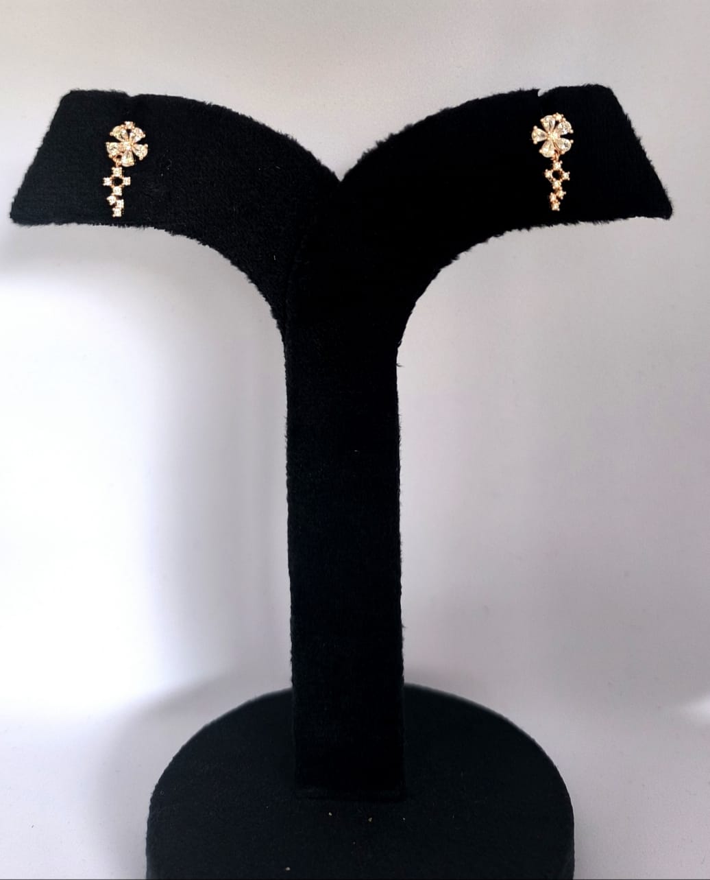 Elegant Floral Drop Earrings with South Screw Back - Image 3