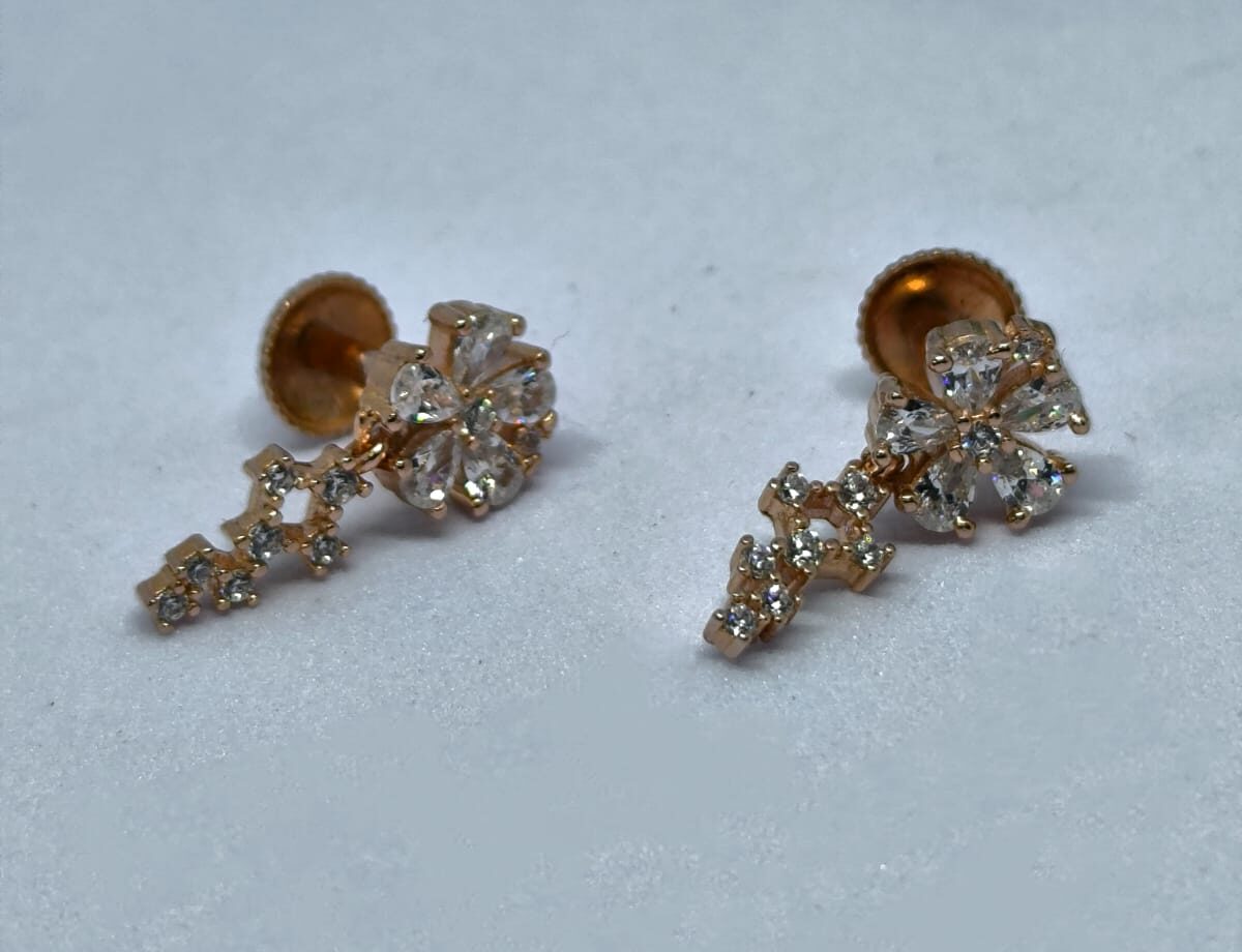 Elegant Floral Drop Earrings with South Screw Back