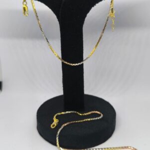 Two-Tone Box-Link Anklet