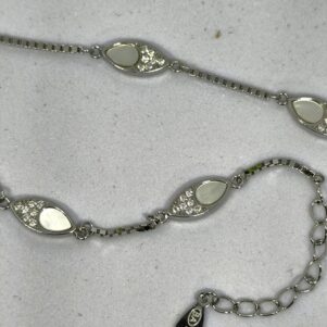 Mother‑of‑Pearl Marquise Link Sterling Silver Bracelet