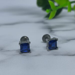 Deep Blue Square Stud Earrings