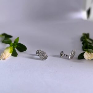 Petite Teardrop Micro‑Pavé Silver Studs