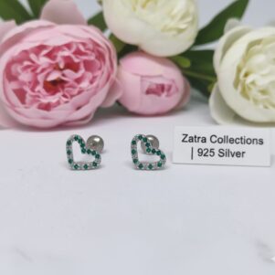 Heart Outline Silver Stud Earrings