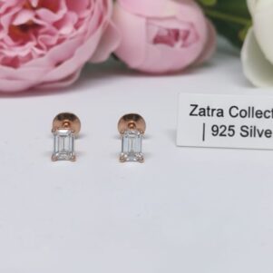 Minimalist Rectangular Rose Gold Stud Earrings