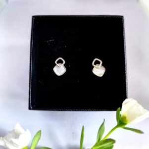 Luminous Pearl-Link Silver Studs