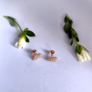 Petite Teardrop Pave Rose Gold Finished Studs