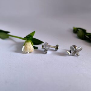 Frosted Petal Butterfly Silver Studs