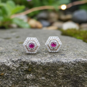 Hexa Ruby Spark 925 Silver Studs
