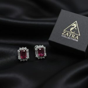 Regal Radiance Ruby Studs Crafted in 925 Silver with South Screw Back