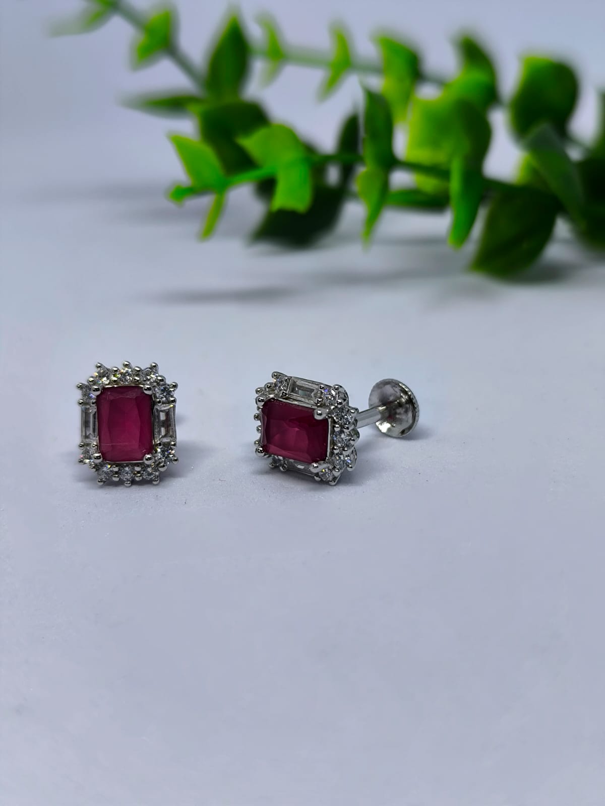 Regal Radiance Ruby Studs Crafted in 925 Silver with South Screw Back - Image 2