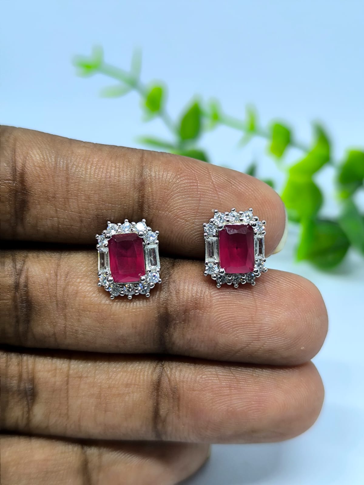 Regal Radiance Ruby Studs Crafted in 925 Silver with South Screw Back - Image 3